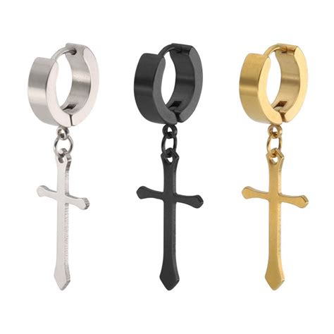 If you are one of those who wear cross earrings. Gold Silver Black Cross Earrings For Men Women Dangle Mens ...