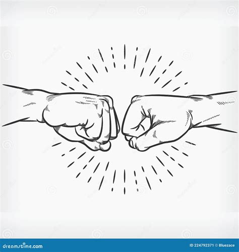 Fist Bump Doodle Knuckle Handshake Sketch Hand Drawing Illustration