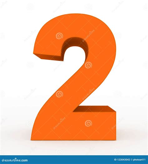 Number 2 3d Clean Orange Isolated On White Stock Illustration