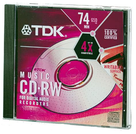 Tdk Cdrw80twnex Single Cd R 80 Minute 700mb Minute Write Once Audio Cd
