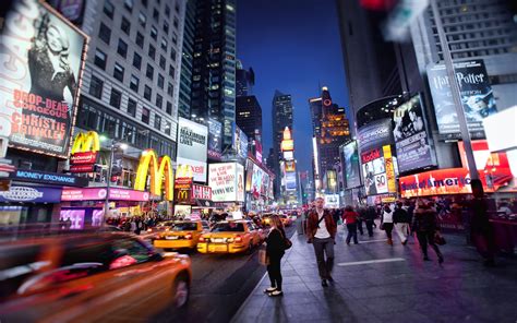 The area around times square called the theatre district. New York City, Time Square, City, Street, Traffic, Car ...