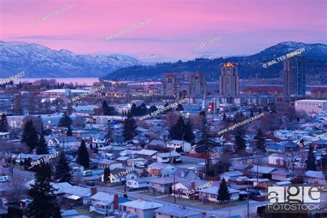 Canada British Columbia Okanagan Valley Kelowna Elevated Town View