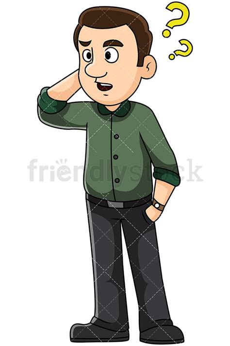Confused Man Scratching Head Vector Cartoon Clipart Friendlystock