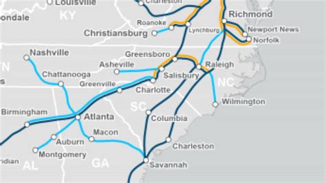 Amtrak Carolinian Route Map