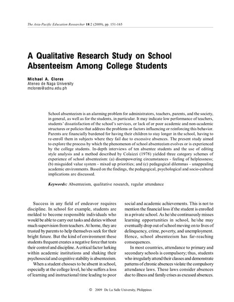 The format can vary widely among different higher education settings, different funders, and different organizations. (PDF) A Qualitative Research Study on School Absenteeism ...