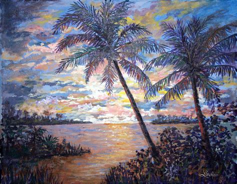 Tropical Sunset Painting By Lou Ann Bagnall Fine Art America
