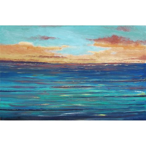 Original Seascape Painting Minimalist Ocean Sunset By Derekcollins