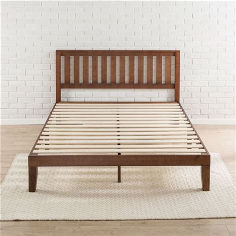 Queen Size Mission Style Solid Wood Platform Bed Frame With Headboard