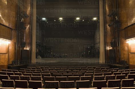 View Of The Stage In An Empty Theater Stock Photo