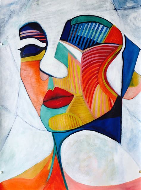 Abstract Woman Just An Illusion Cubism By Lee Wilde Paintings
