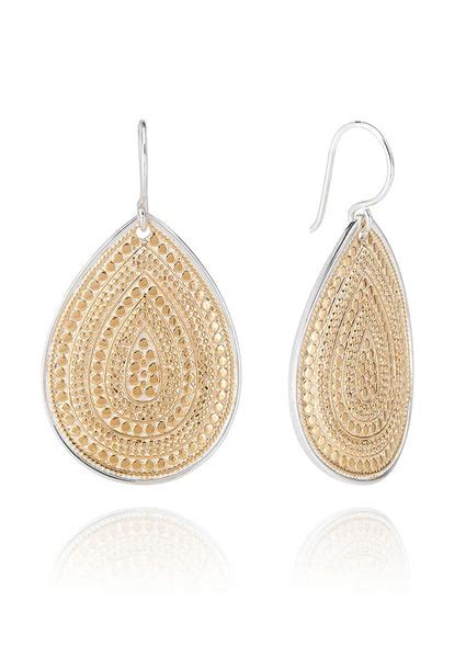 Anna Beck Large Teardrop Earrings Gold And Silver Attic Womenswear