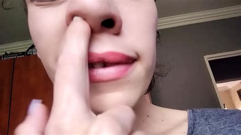 Slut Fingering Her Snotty Nose And Blows Out Her Boogers And Snot Nose Fetish And Play With Snot