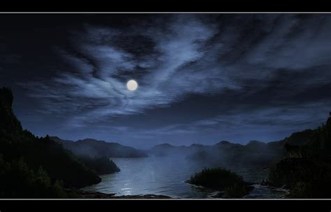 X Px P Free Download MISTY BLUE Moon Mountains Misty Clouds Sky Lake Blue