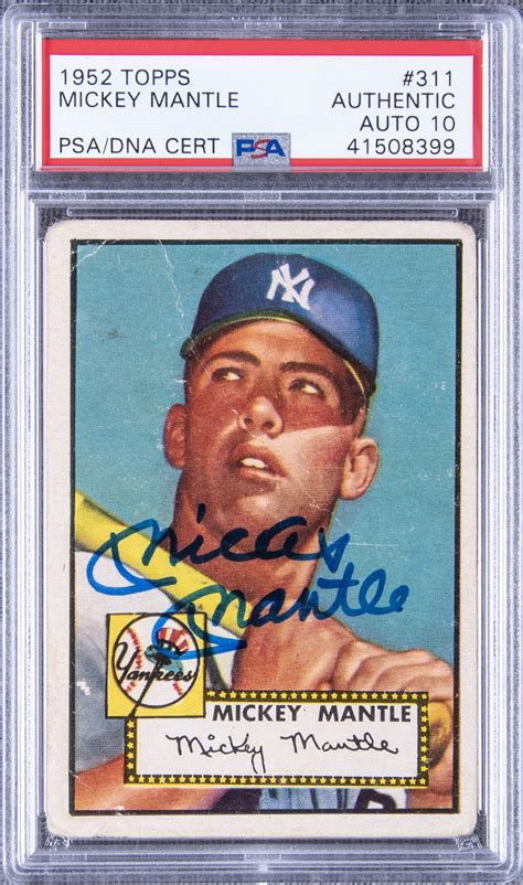 lot detail  topps  mickey mantle signed rookie card