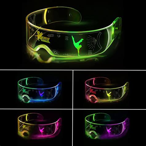 lumous rola cyberpunk led visor glasses neon luminous festival glasses flashing light up