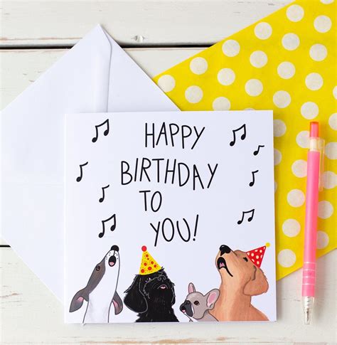 Dogs Singing Happy Birthday Birthday Card For A Dog Lover Fizzi