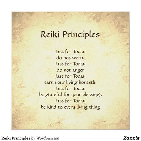 Reiki Principles Poster Zazzle Reiki Principles Reiki Quotes