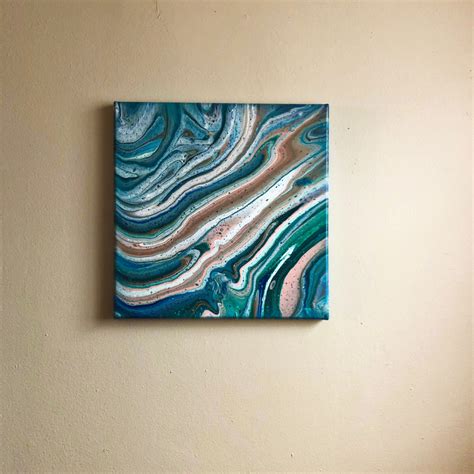 Acrylic Pour Painting Turquoise Etsy