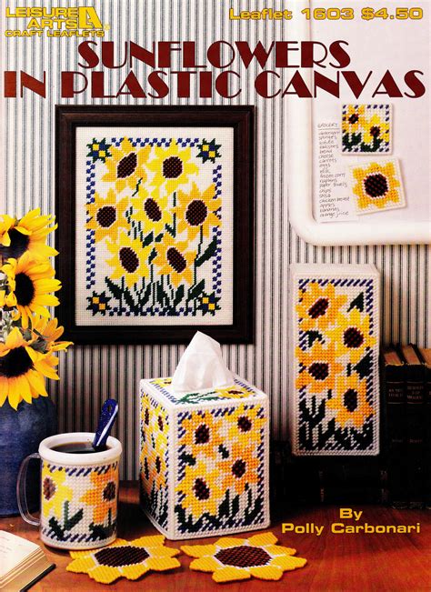 Sunflowers In Plastic Canvas Tissue Box Rug Coasters Plastic Canvas