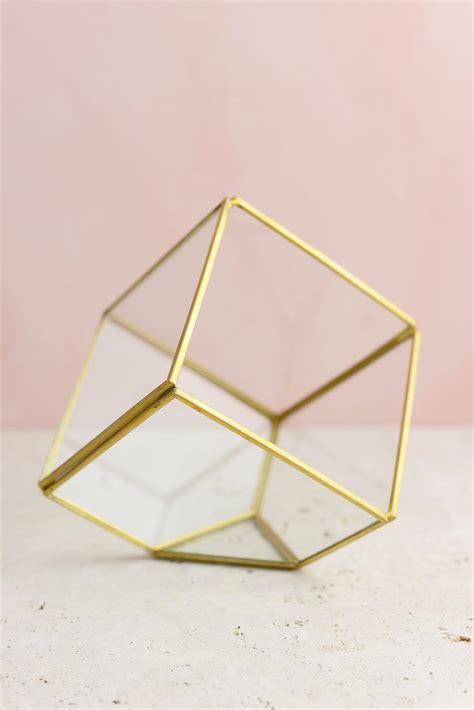 Hira Glass And Brass Terrarium Angled Cube 4 7 Quick Candles