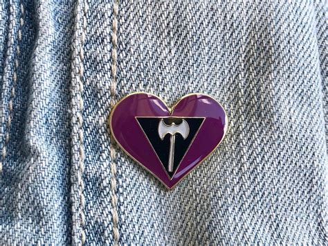 labrys lesbian heart pin brooch badge lgbt etsy