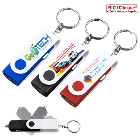 Keychain Swivel Usb Car Charger 4 Color Process Chargers And Adapters