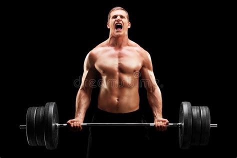 Young Man Lifting A Heavy Weight Stock Photo Image 41830787