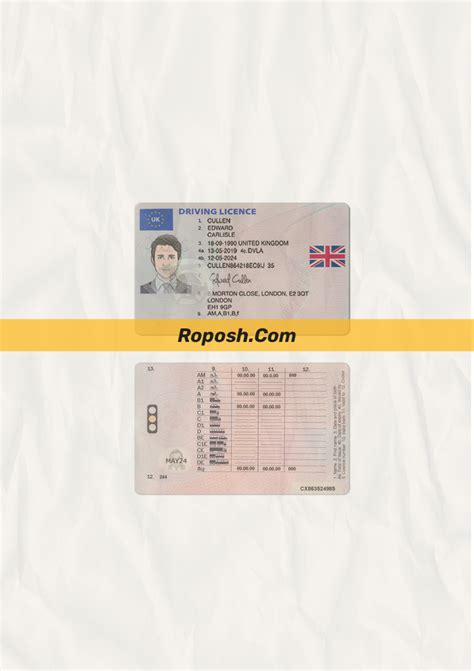 Uk Driver License Psd Template Roposh