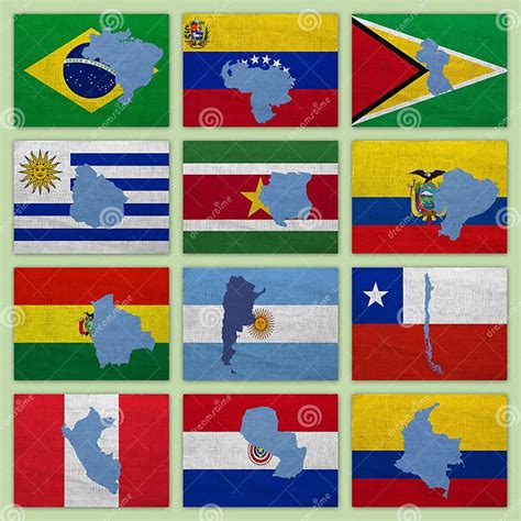Flags And Maps Of South America Countries Stock Image Image Of
