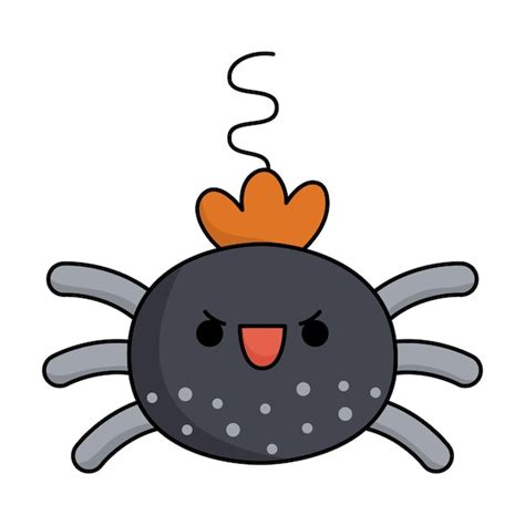 Premium Vector Vector Kawaii Spider Cute Smiling Halloween Character