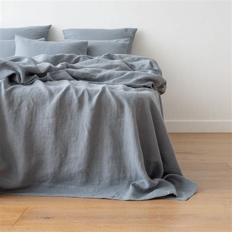 Washed Linen Flat Sheet In Various Colours Stone Washed Linen Etsy