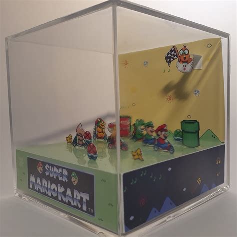 Super Mario Kart Snes Cube Diorama Etsy