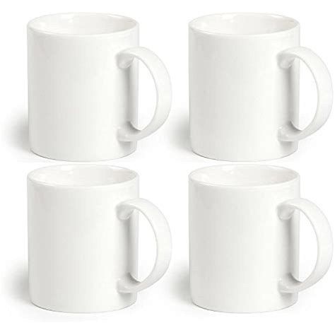 12 Oz Cup 4pcs Plain Gloss White Ceramic Coffee Mug Milk Tea Set
