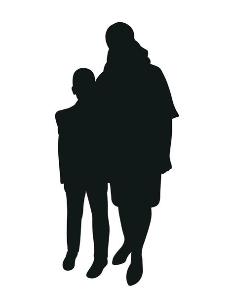 Black Silhouette Of Mother With Her Son A Grandmother With Her