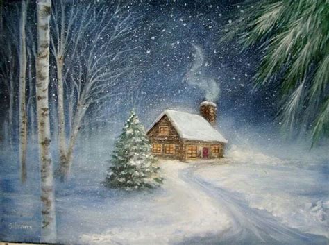 Silent Night Winter Scene Paintings Winter Landscape Painting