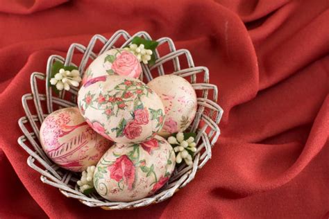 Colorful Decoupage Decorated Easter Eggs Stock Photo Image Of Leisure