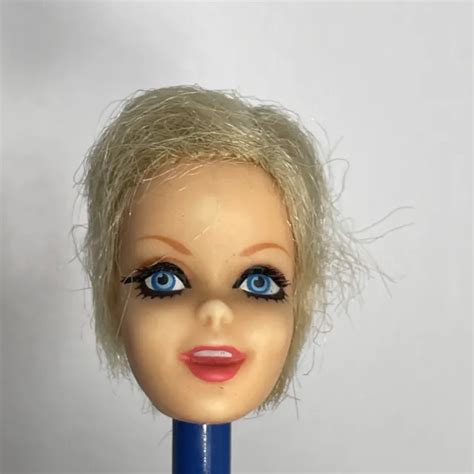 Vintage Mattel Mod Barbie Twiggy Doll Head Blonde Hair Discoloration