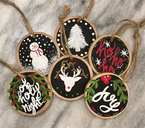 Mini Wood Slice Christmas Ornaments