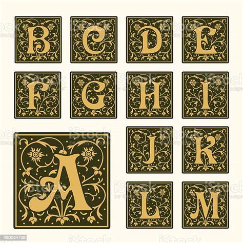 Vintage Set Capital Letters Floral Monograms And Beautiful Filigree