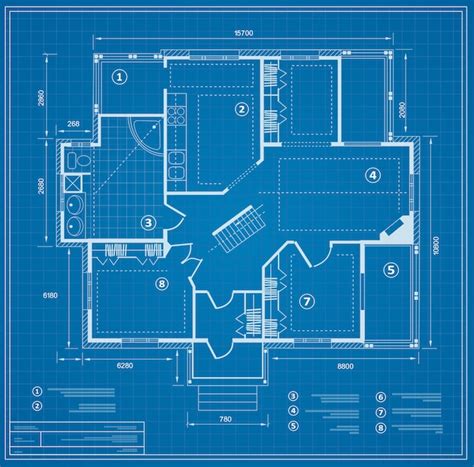 Blueprint House Plan Drawing Figure Of The Jotting Vector Premium