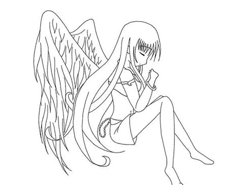 Praying Angel Anime Coloring Page | Coloring Sky