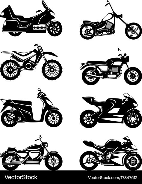Silhouette Of Motorcycles Monochrome Royalty Free Vector