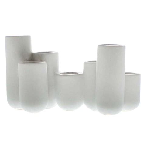 Homart Luna Ceramic Bud Vase Cluster Matte White Set Of 4 White