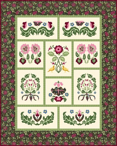 The blocks are inspired by the many flowers and designs to be found on morris and co wallpapers and textiles. William Morris in Quilting: Quilt Gallery and Patterns