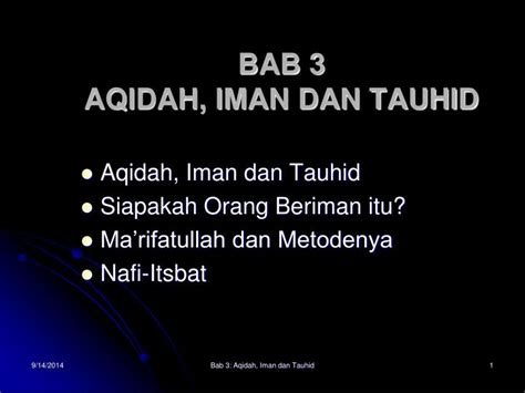 PPT BAB 3 AQIDAH IMAN DAN TAUHID PowerPoint Presentation Free