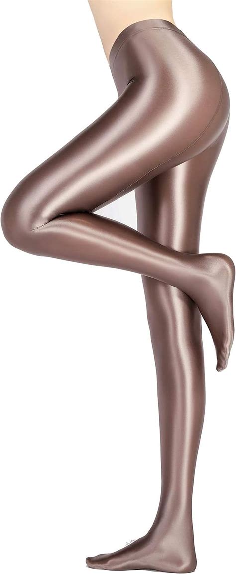 Leohex Glossy Opaque Pantyhose Shiny High Waist Tights Sexy Stockings Yoga Pants Training Women