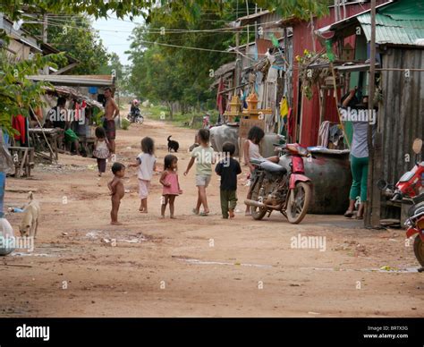 Cambodia The Settlement Slum Of San Sok 10 Kilometres Outsdie Phnom