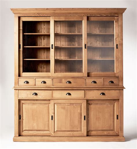 Buffet Vaisselier Bois Cir Miel Portes Coulissantes Tiroirs En Vaisselier Meuble