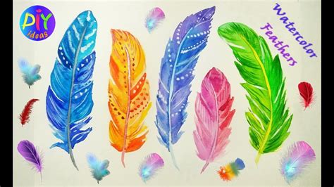 How To Paint Watercolor Feathers Easy Tutorial Youtube