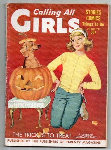 Calling All Girls Magazine 1959 Halloween Cover Halloween Girl Vintage Dachshund Girls Magazine
